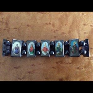 Magnetic hematite saints bracelet